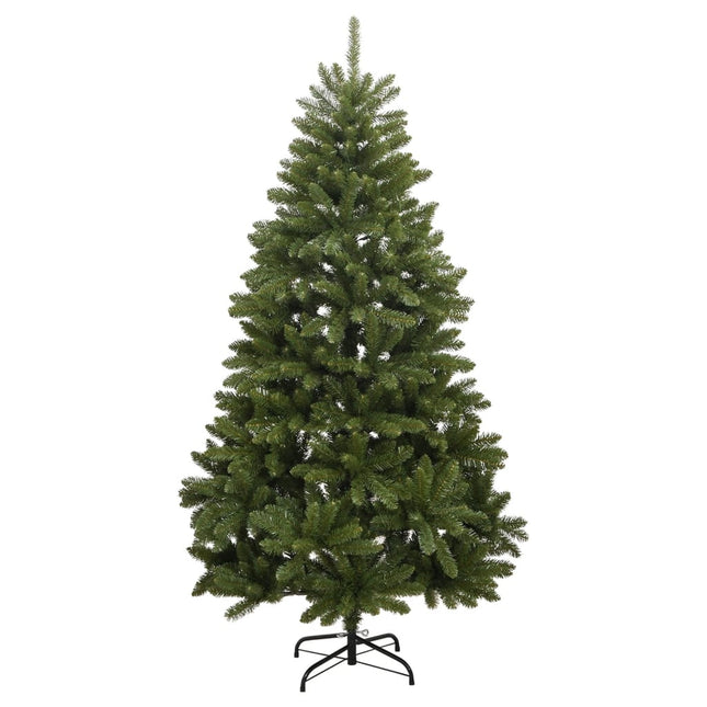 kunstigt juletræ med juletræsfod 210 cm hængslet grøn