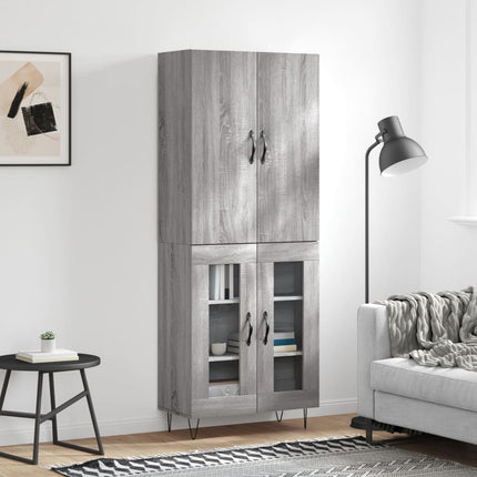 højskab 69,5x34x180 cm konstrueret træ grå sonoma-eg