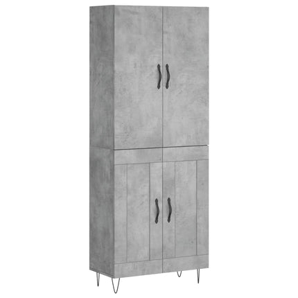 højskab 69,5x34x180 cm konstrueret træ betongrå