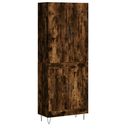 højskab 69,5x34x180 cm konstrueret træ røget egetræsfarve