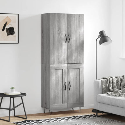 højskab 69,5x34x180 cm konstrueret træ grå sonoma-eg
