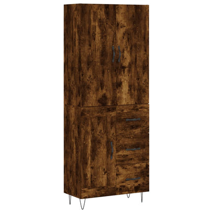 højskab 69,5x34x180 cm konstrueret træ røget egetræsfarve