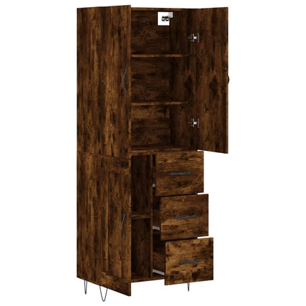 højskab 69,5x34x180 cm konstrueret træ røget egetræsfarve