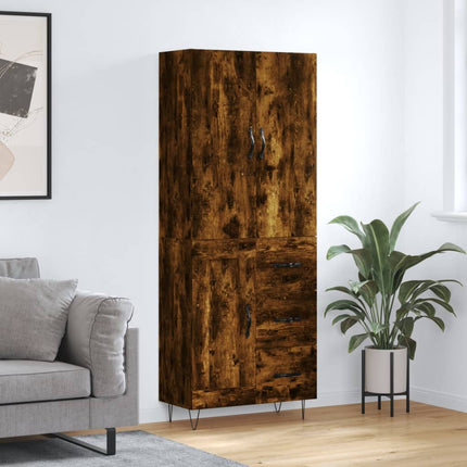 højskab 69,5x34x180 cm konstrueret træ røget egetræsfarve