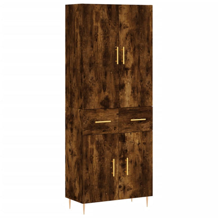 højskab 69,5x34x180 cm konstrueret træ røget egetræsfarve