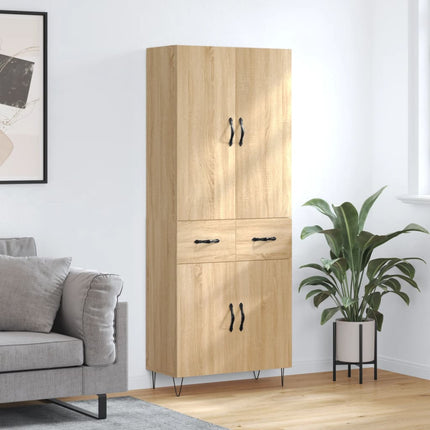 højskab 69,5x34x180 cm konstrueret træ sonoma-eg