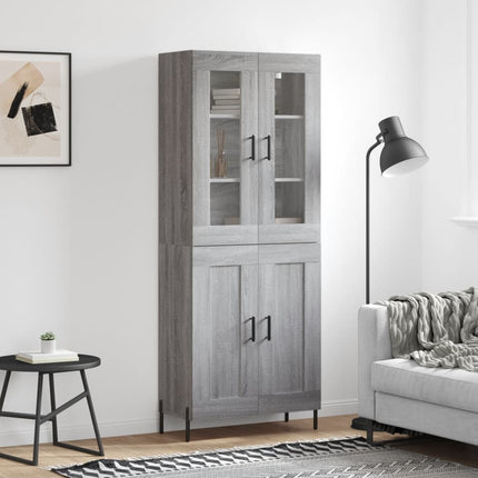 højskab 69,5x34x180 cm konstrueret træ grå sonoma-eg