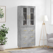 højskab 69,5x34x180 cm konstrueret træ betongrå