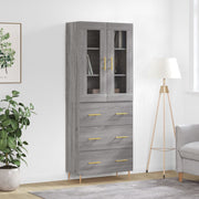 højskab 69,5x34x180 cm konstrueret træ grå sonoma-eg