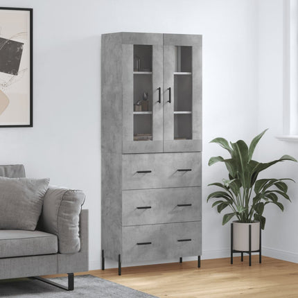 højskab 69,5x34x180 cm konstrueret træ betongrå