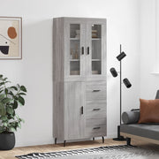 højskab 69,5x34x180 cm konstrueret træ grå sonoma-eg