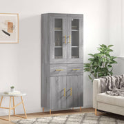 højskab 69,5x34x180 cm konstrueret træ grå sonoma-eg