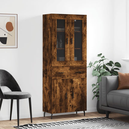 højskab 69,5x34x180 cm konstrueret træ røget egetræsfarve