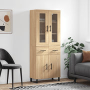 højskab 69,5x34x180 cm konstrueret træ sonoma-eg