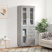 højskab 69,5x34x180 cm konstrueret træ grå sonoma-eg