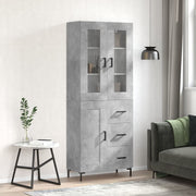 højskab 69,5x34x180 cm konstrueret træ betongrå
