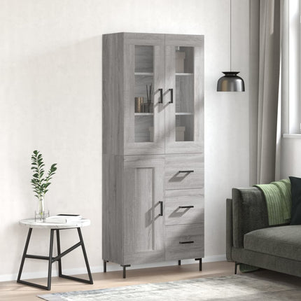 højskab 69,5x34x180 cm konstrueret træ grå sonoma-eg