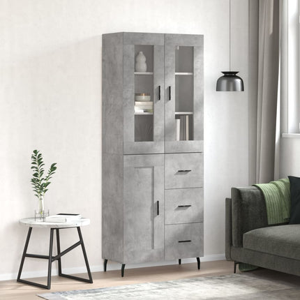 højskab 69,5x34x180 cm konstrueret træ betongrå