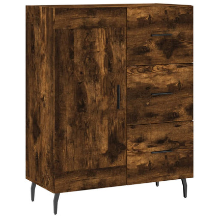 højskab 69,5x34x180 cm konstrueret træ røget egetræsfarve