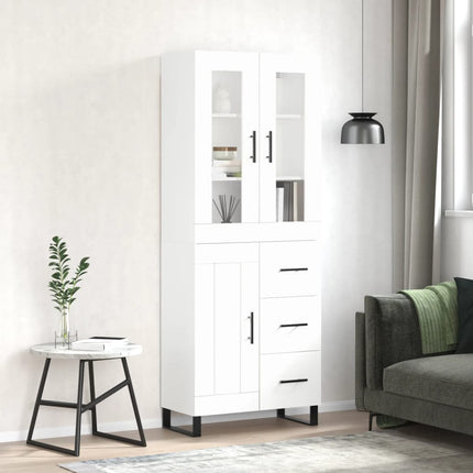 højskab 69,5x34x180 cm konstrueret træ hvid