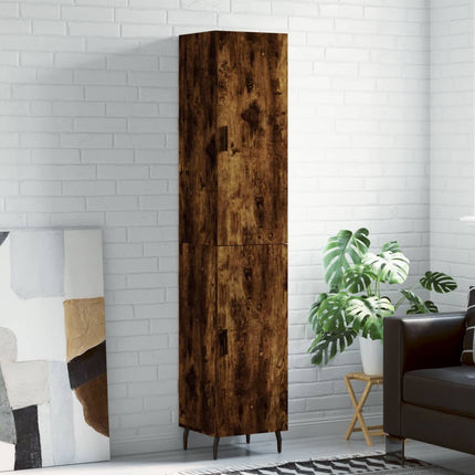 skab 34,5x34x180 cm konstrueret træ røget egetræ