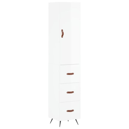 skab 34,5x34x180 cm konstrueret træ hvid højglans