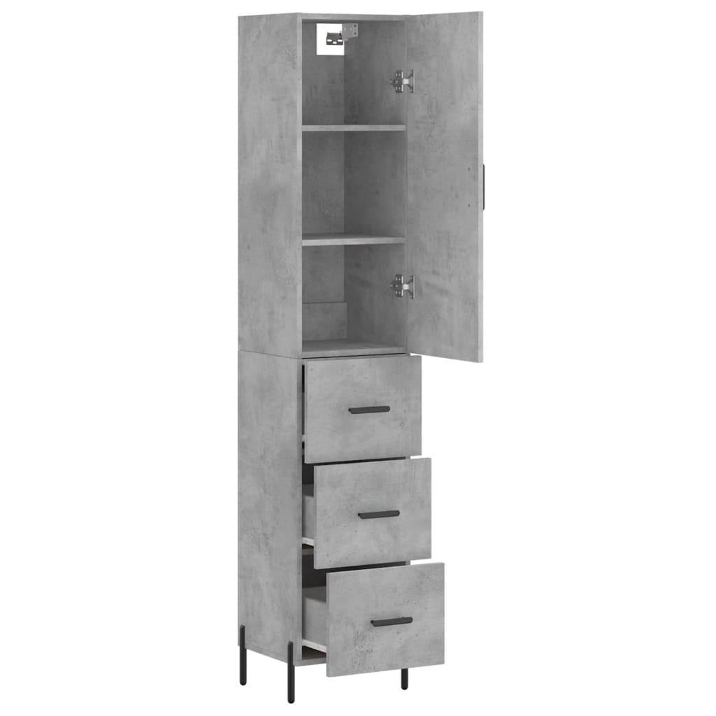 skab 34,5x34x180 cm konstrueret træ betongrå