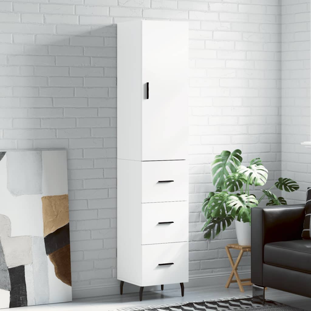 skab 34,5x34x180 cm konstrueret træ hvid