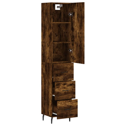 skab 34,5x34x180 cm konstrueret træ røget egetræ