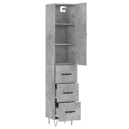 skab 34,5x34x180 cm konstrueret træ betongrå