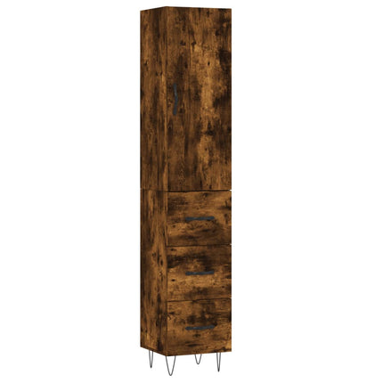skab 34,5x34x180 cm konstrueret træ røget egetræ