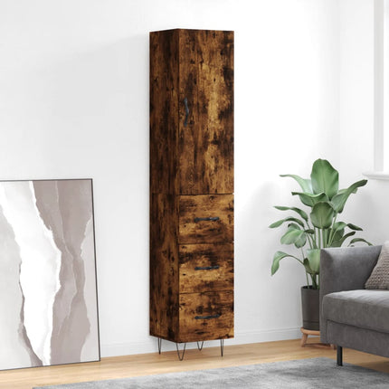 skab 34,5x34x180 cm konstrueret træ røget egetræ