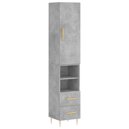 skab 34,5x34x180 cm konstrueret træ betongrå