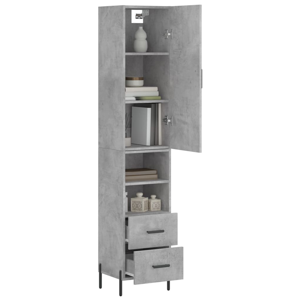 skab 34,5x34x180 cm konstrueret træ betongrå