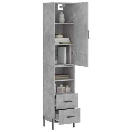 skab 34,5x34x180 cm konstrueret træ betongrå
