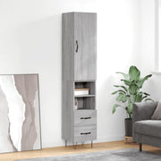 højskab 34,5x34x180 cm konstrueret træ grå sonoma-eg