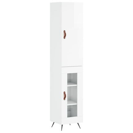 skab 34,5x34x180 cm konstrueret træ hvid højglans