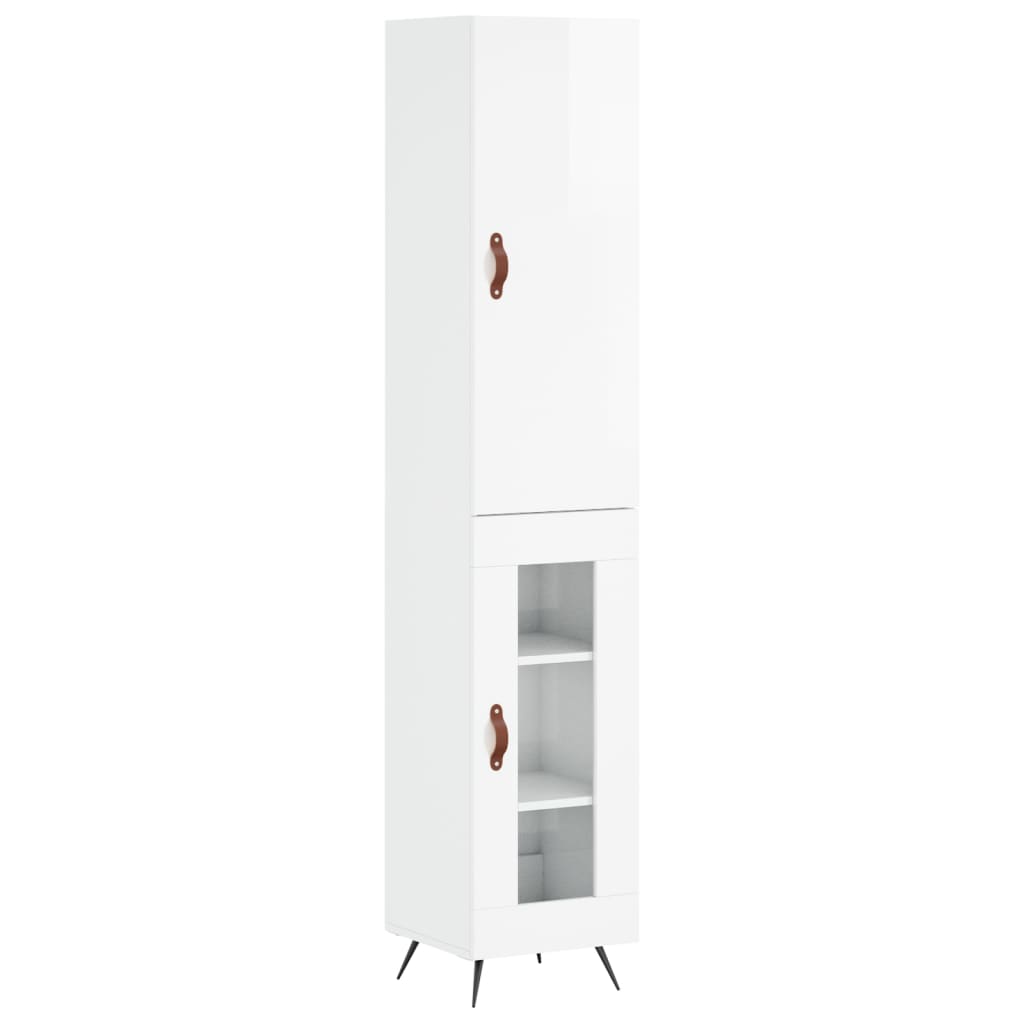 skab 34,5x34x180 cm konstrueret træ hvid højglans