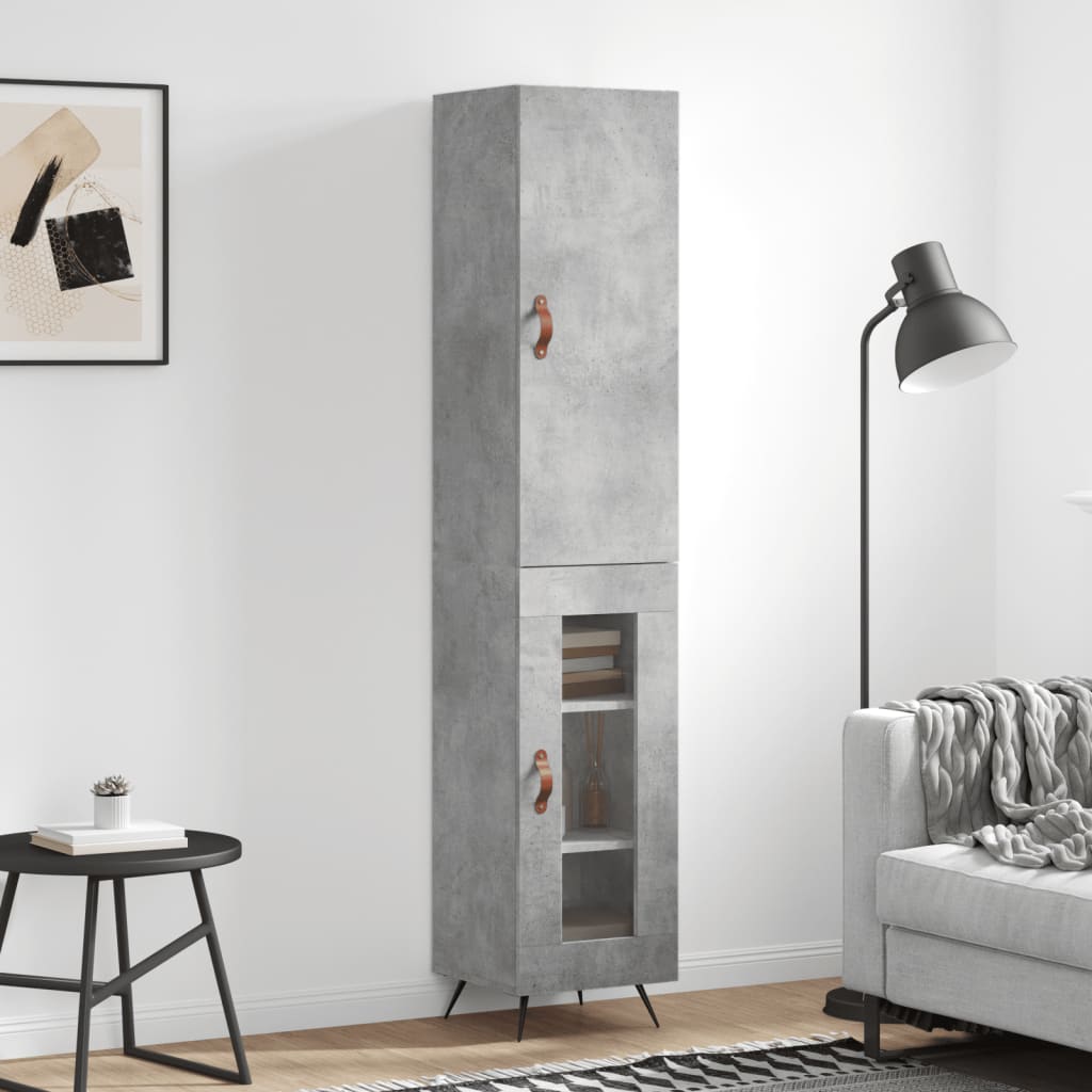 skab 34,5x34x180 cm konstrueret træ betongrå