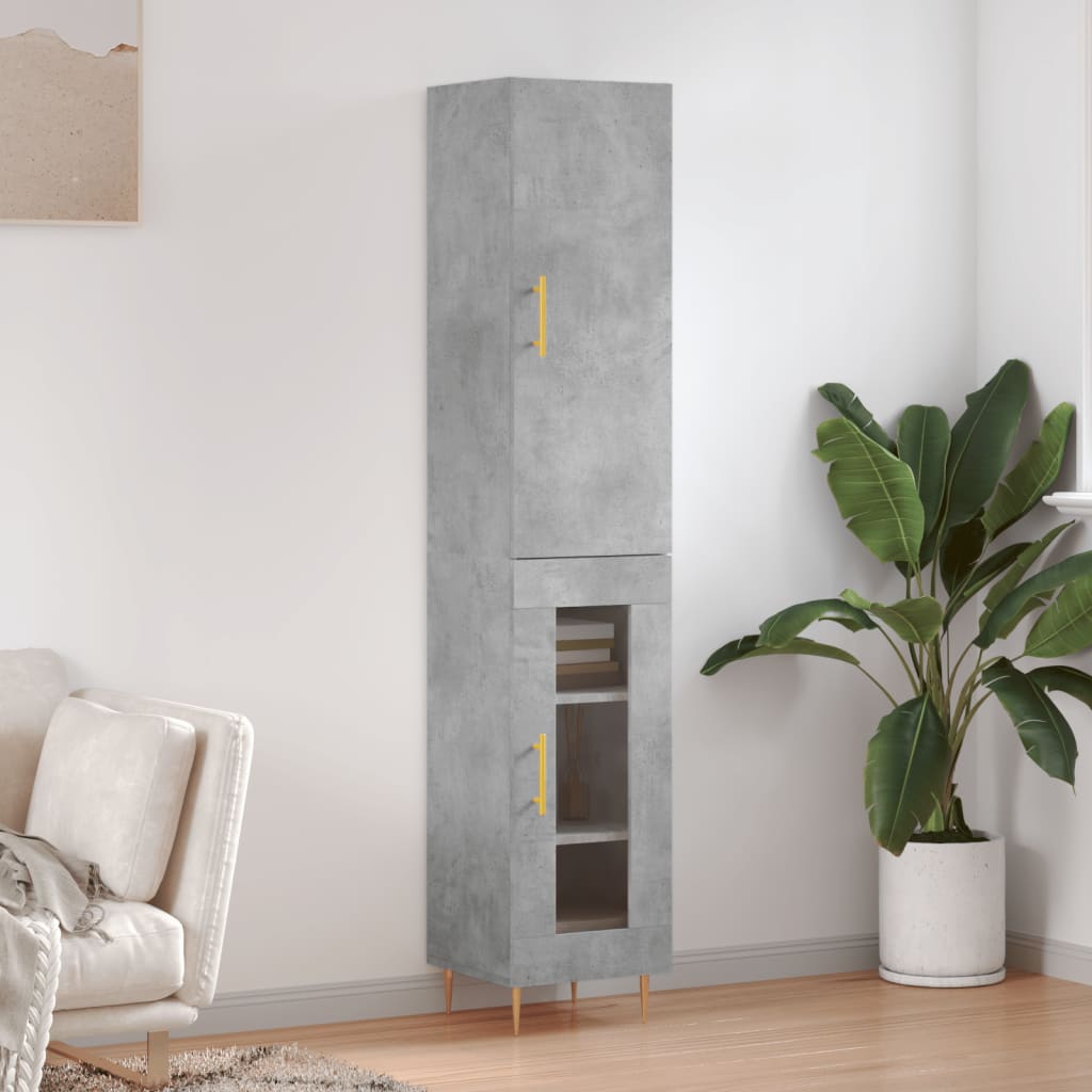 skab 34,5x34x180 cm konstrueret træ betongrå