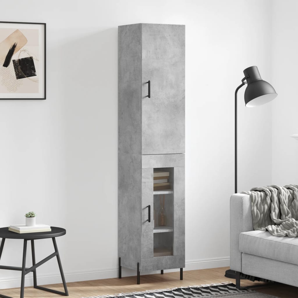 skab 34,5x34x180 cm konstrueret træ betongrå