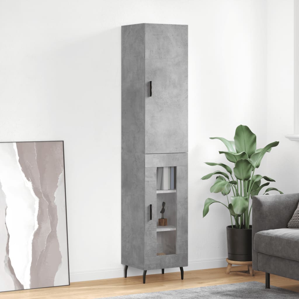 skab 34,5x34x180 cm konstrueret træ betongrå