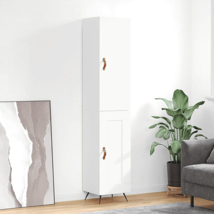 skab 34,5x34x180 cm konstrueret træ hvid højglans