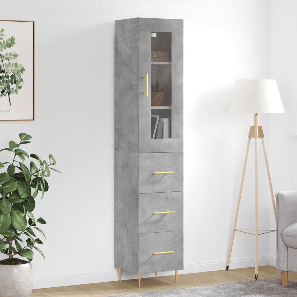 skab 34,5x34x180 cm konstrueret træ betongrå
