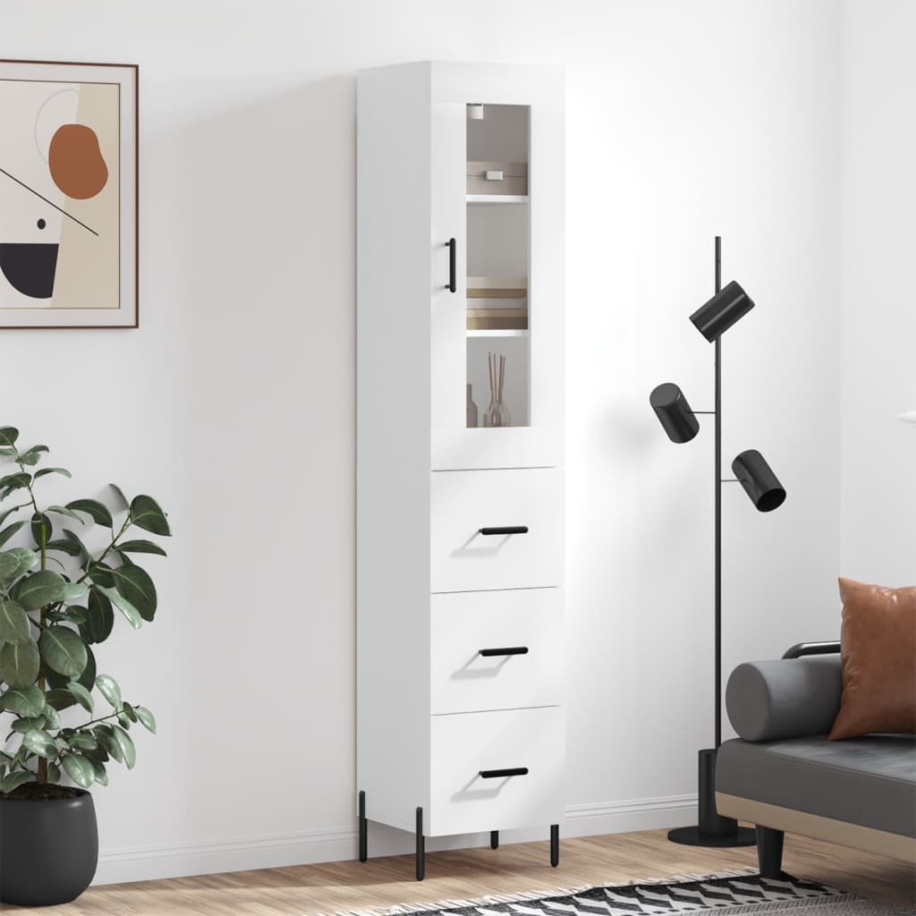 skab 34,5x34x180 cm konstrueret træ hvid