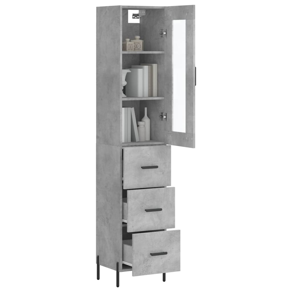 skab 34,5x34x180 cm konstrueret træ betongrå