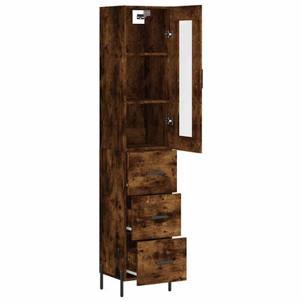 skab 34,5x34x180 cm konstrueret træ røget egetræ