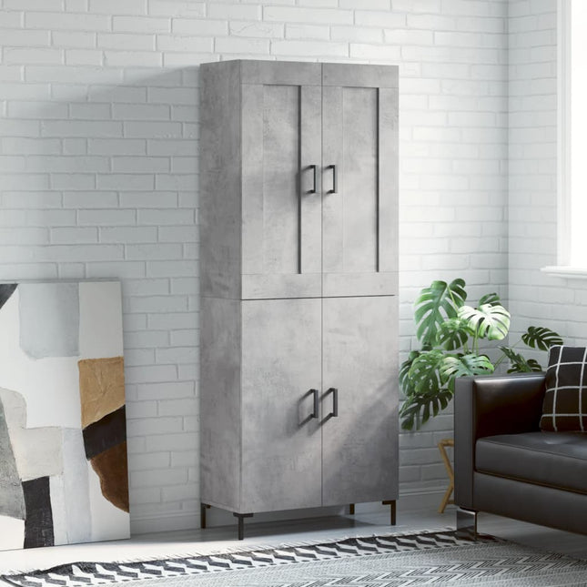 højskab 69,5x34x180 cm konstrueret træ betongrå