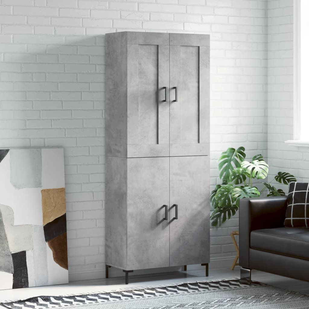 højskab 69,5x34x180 cm konstrueret træ betongrå
