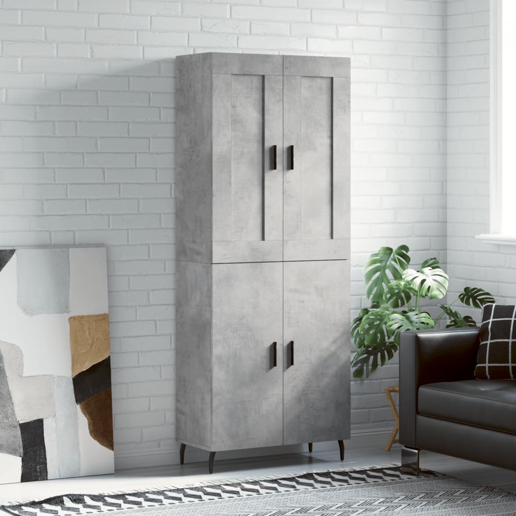 højskab 69,5x34x180 cm konstrueret træ betongrå